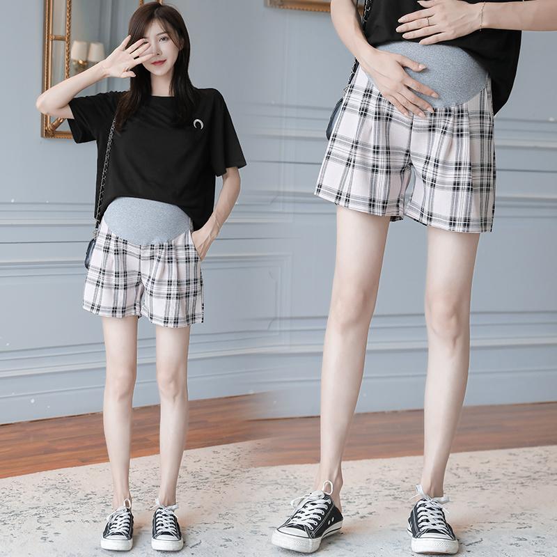

Maternity Bottoms 968# Leisure Pants Summer Striped Shorts Elastic Waist For Pregnant Women Belly Support Trousers, Powdery bottom