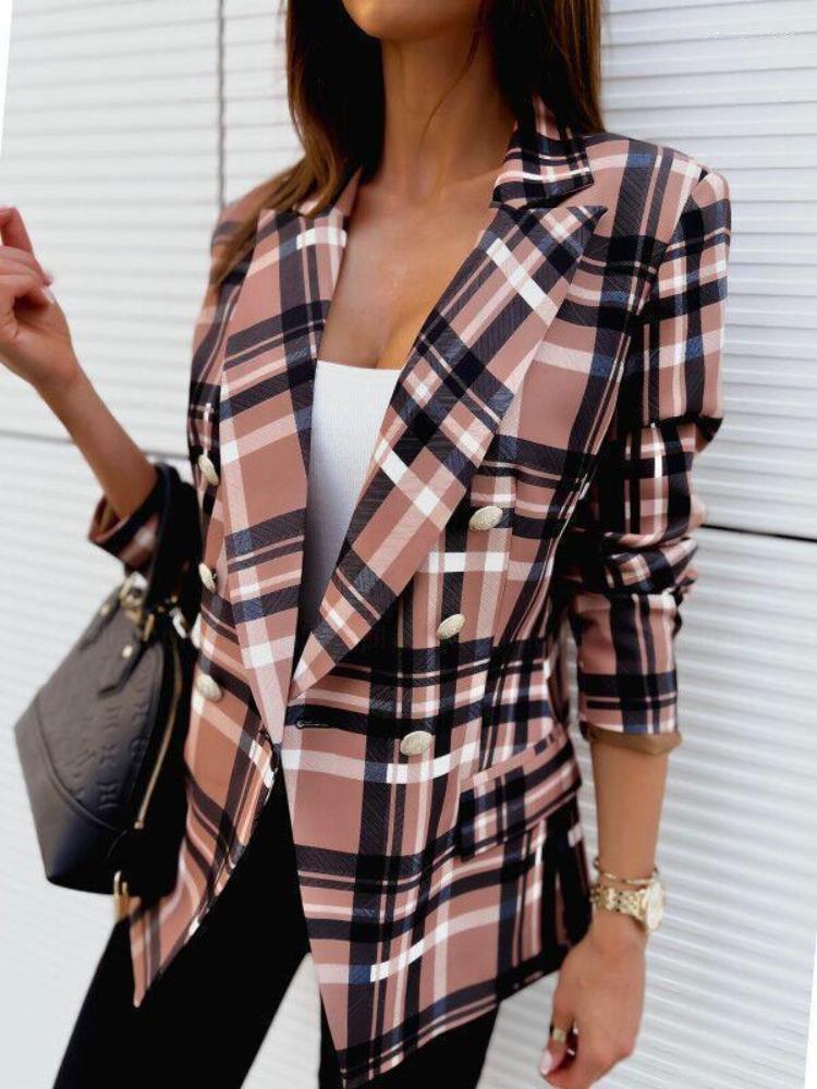 

Women' Suits 2023 Long Sleeve Double Breasted Fashion Print Blazer Jacket Women Coats Femme Coat Clothing, 4(no lining)
