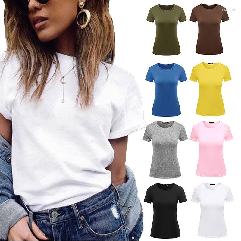 

Women's T Shirts Solid Color Cotton Shirt Women Harajuku White Women's T-shirt Femme O-Neck Summer Short Sleeve Top Basic DIY Custom
