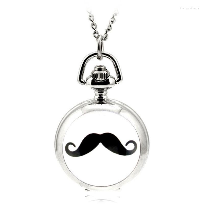 

Pocket Watches A083 Watch Enamel Avanti Moustache Quartz Movement Clock Necklace & Fob Pendant Sweater Chain, Black