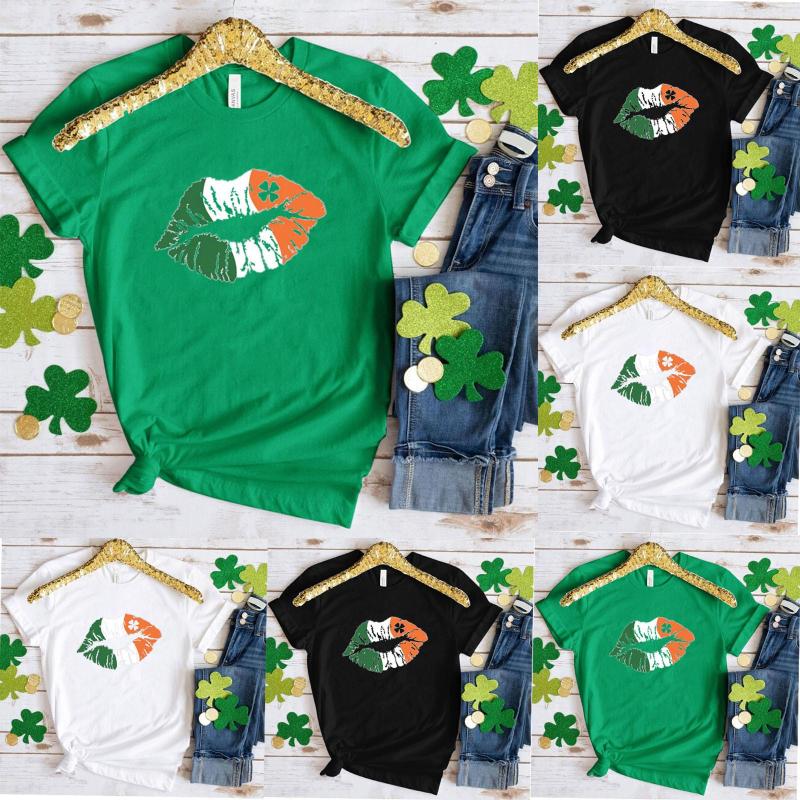 

Women' T Shirts Women Casual Crew Neck Shirt Funny St Patricks Day Print Short Sleeve Scrub Jackets, Black