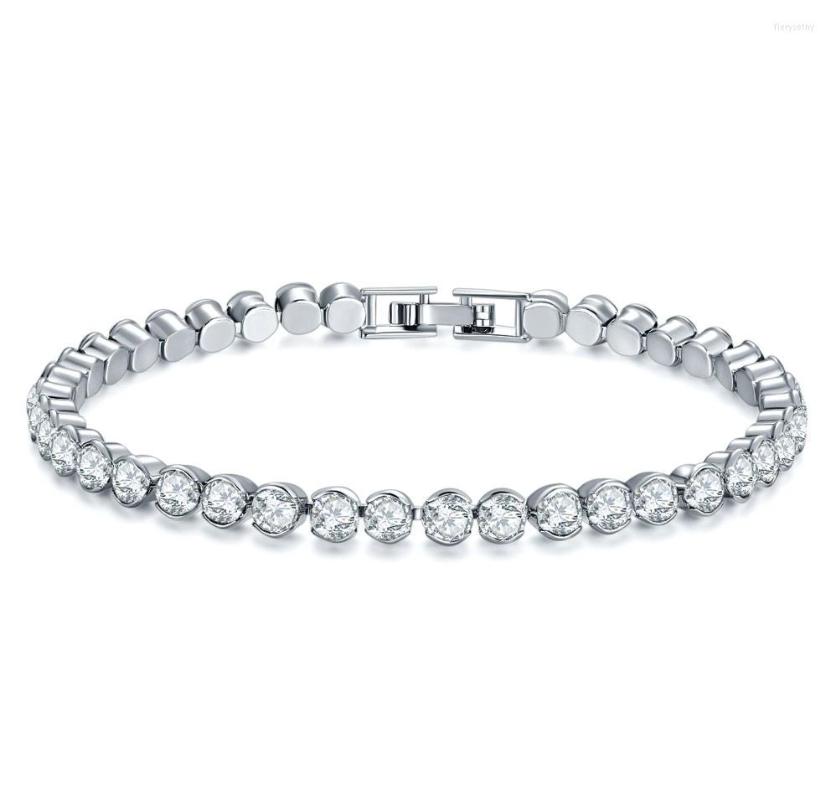

Charm Bracelets 4mm Multi Colors Crystal Tennis Bracelet Wedding Luxury For Women Round Cubic Zirconia Accessories Jewellery