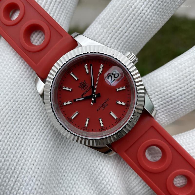 

Wristwatches STEELDIVE 1933 Men's Diving Watch 200m Waterproof Stainless Steel Sapphire Mirror Date NH35 Automatic Mechanical, 33bl-ss blue