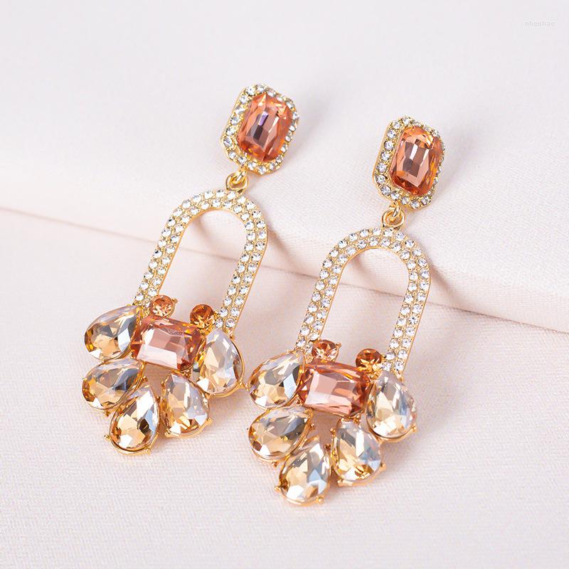 

Dangle Earrings Sparkling Colorful Rhinestone Women's Drop Champagne Zircon Pendant Dinner Party Fashion Statement Earring Jewelry