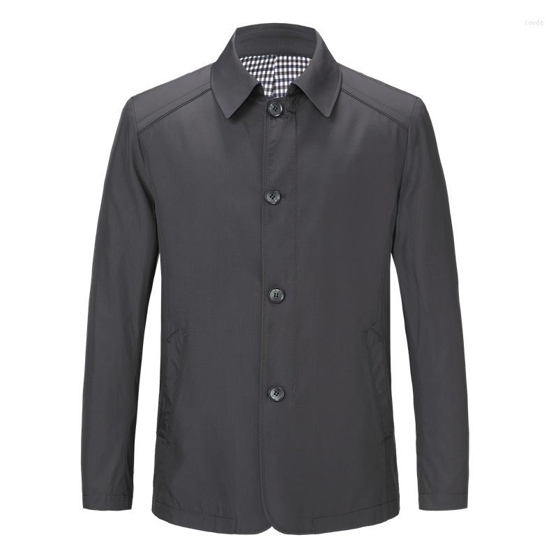 

Men's Jackets 2023 Men's Spring And Autumn Zipper Leisure Business Lapel Slim Jacket, 1902 gray