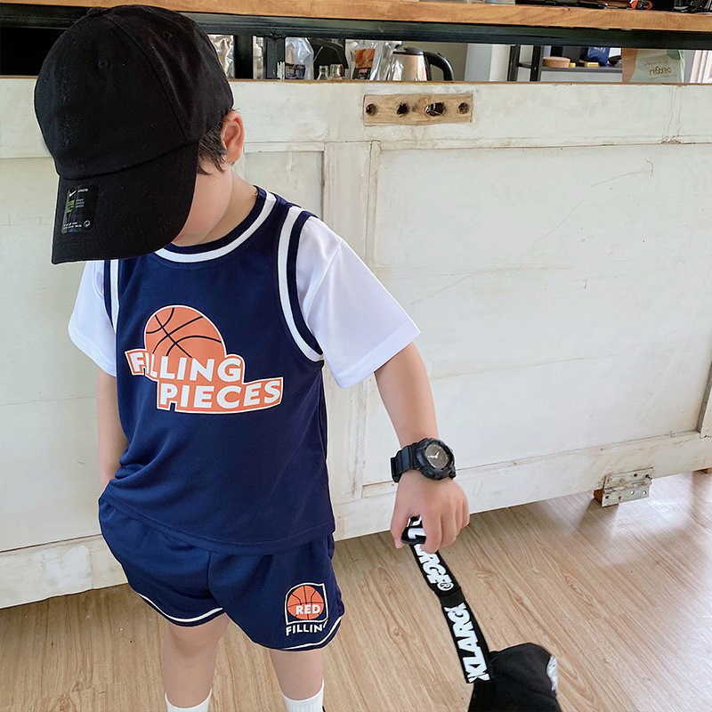 

Clothing Sets Boys Sports Basketball Clothes Suit Kids Girl Fashion Tracksuits Summer Children Leisure Short Sleeve TShirt Shorts pcsSet, Ivory