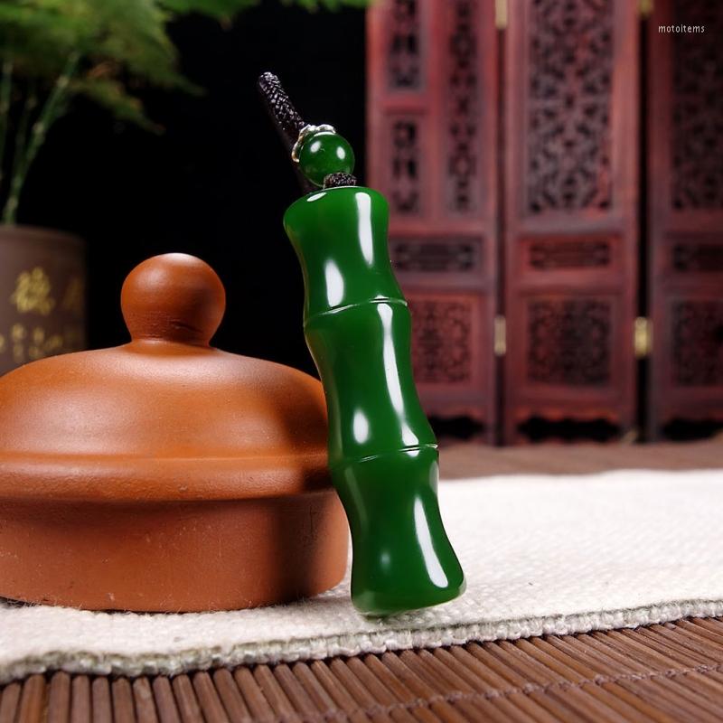 

Pendant Necklaces Natural Hetian Jade Rising Step By Jasper Bamboo Necklace Spinach Green