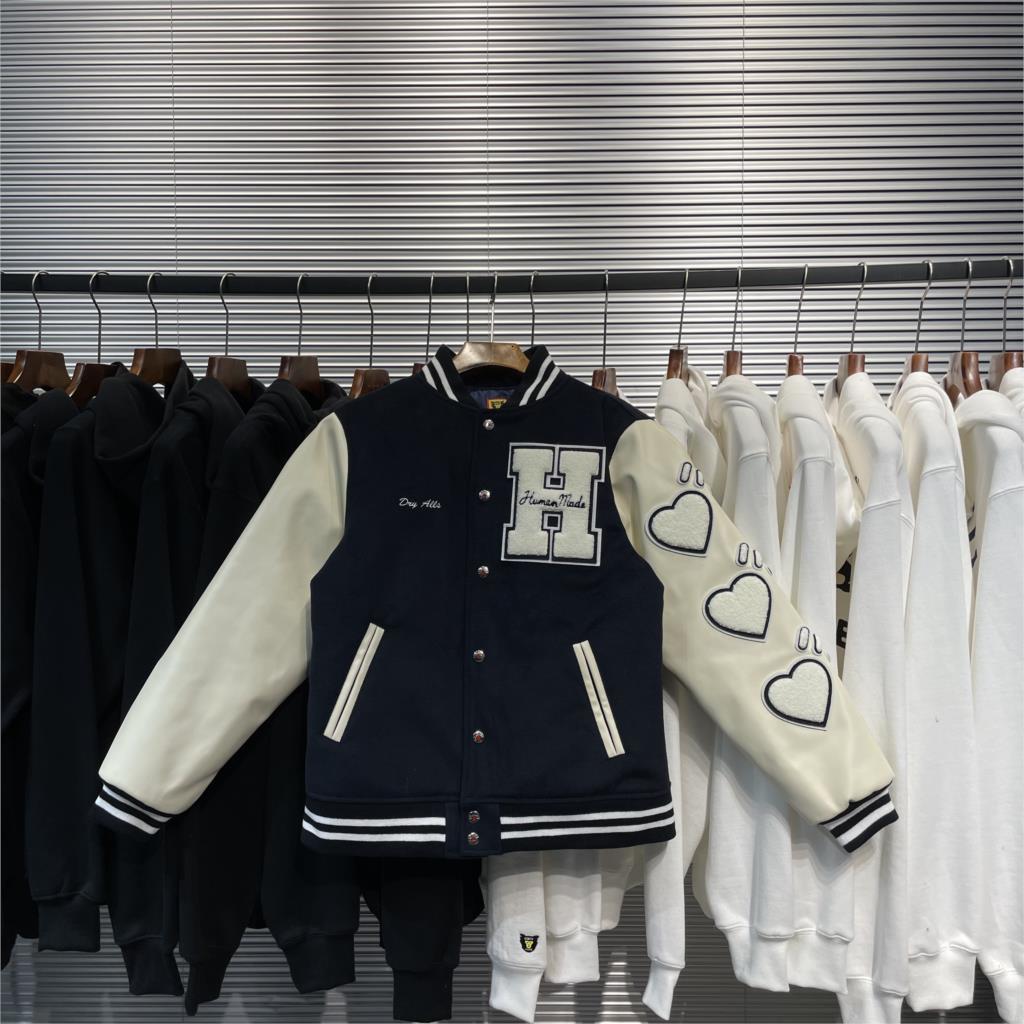 

Men's Jackets Human Made Men Clothing Women Clothes Winter Japanese Streetwear Techwear Coats Bomber Mountain Baseball Parkas Harajuku 230213, Navy white