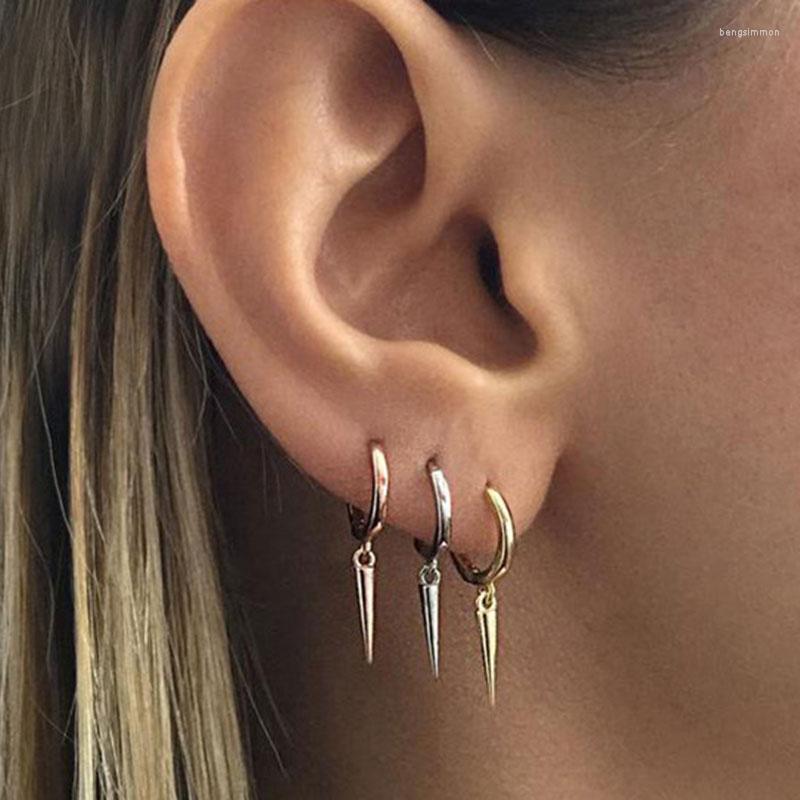

Hoop Earrings For Women 2023 Gold Plated Cone Dangle Chic Small Punk Earring Copper Prevent Allergy Gothic Dainty Jewelry