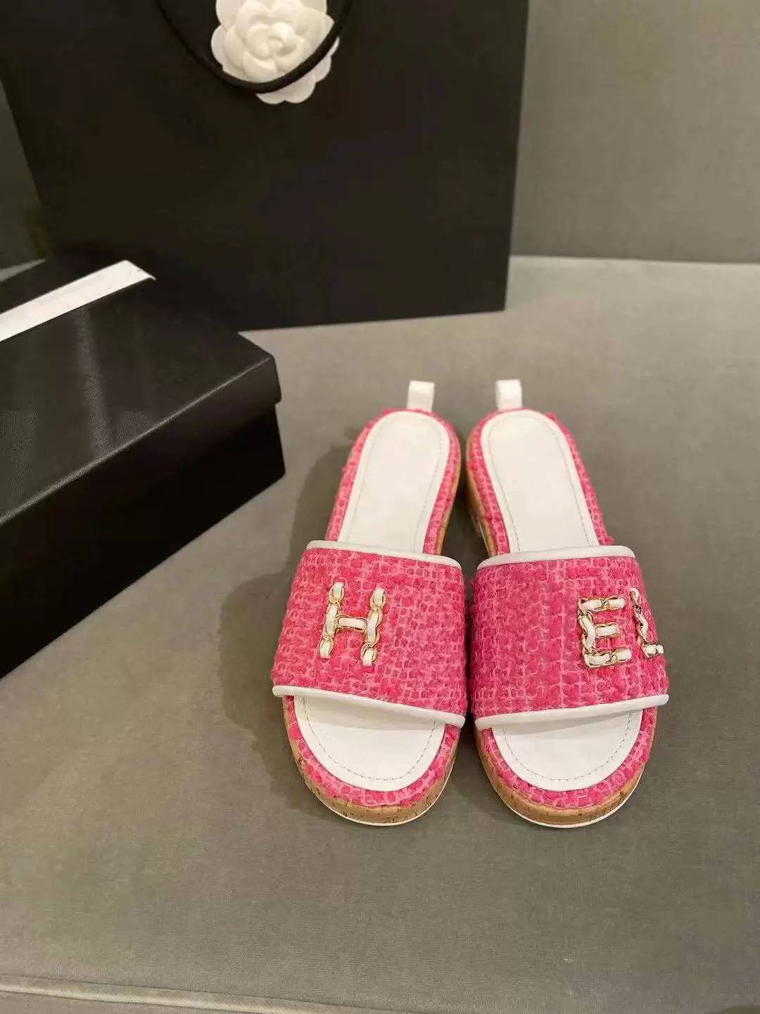 

2023 Fashion Retro Tweed House Slippers Slide Sandals Shoes Youth women's Woven Grass Slip On Flats Sandal Slides Outdoor Casual Sport Flip Flops Sneakers Flatform, 20