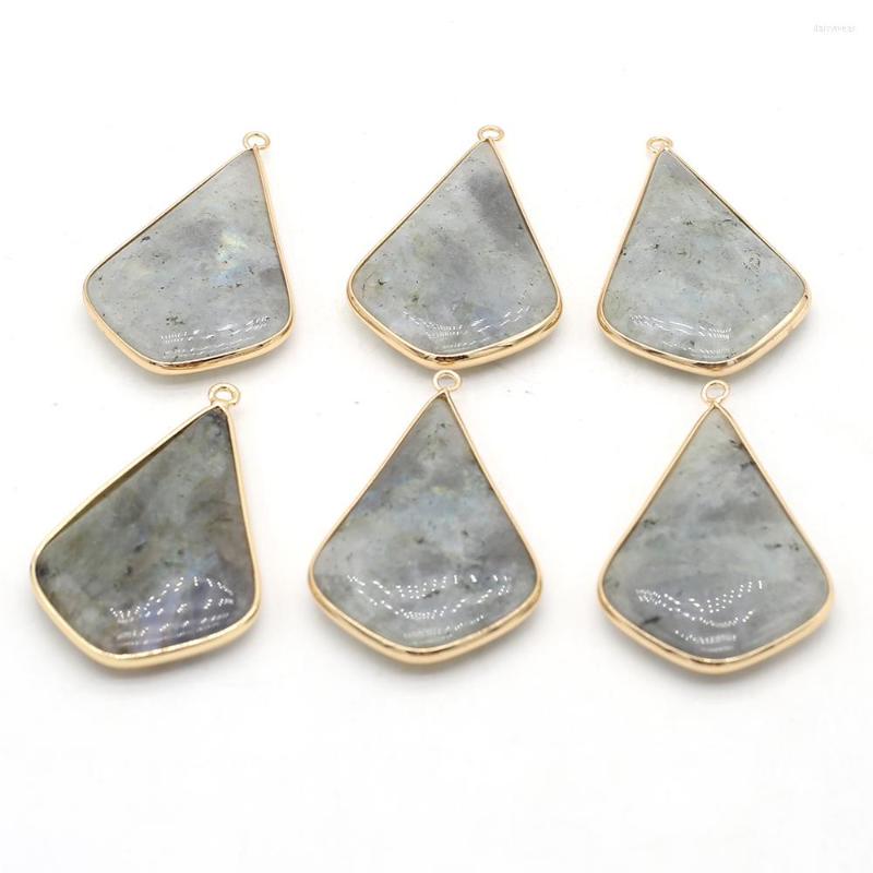 

Pendant Necklaces Natural Semi-precious Stone Flash Labradorite Drop Shape Charms For Jewelry Making DIY Necklace Accessories 30x50mm 1PC