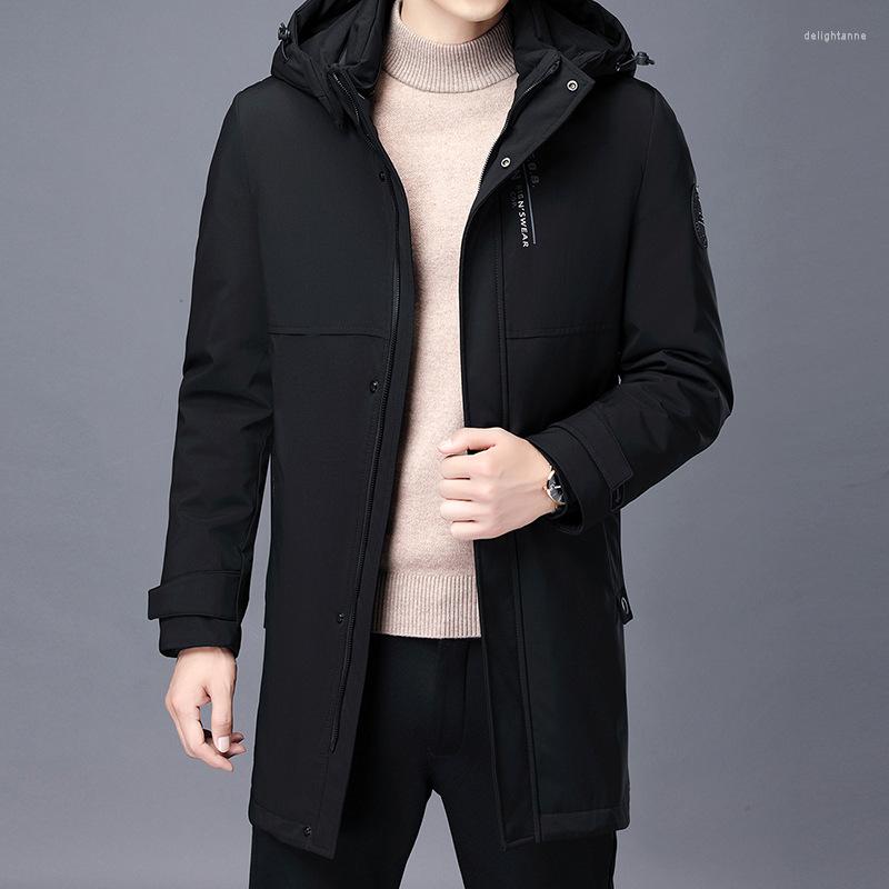 

Men's Down Male Grey Duck In Winter To Keep Warm The Model Of Pure Color Thick Long Removable Inner Leisure Coat, Black