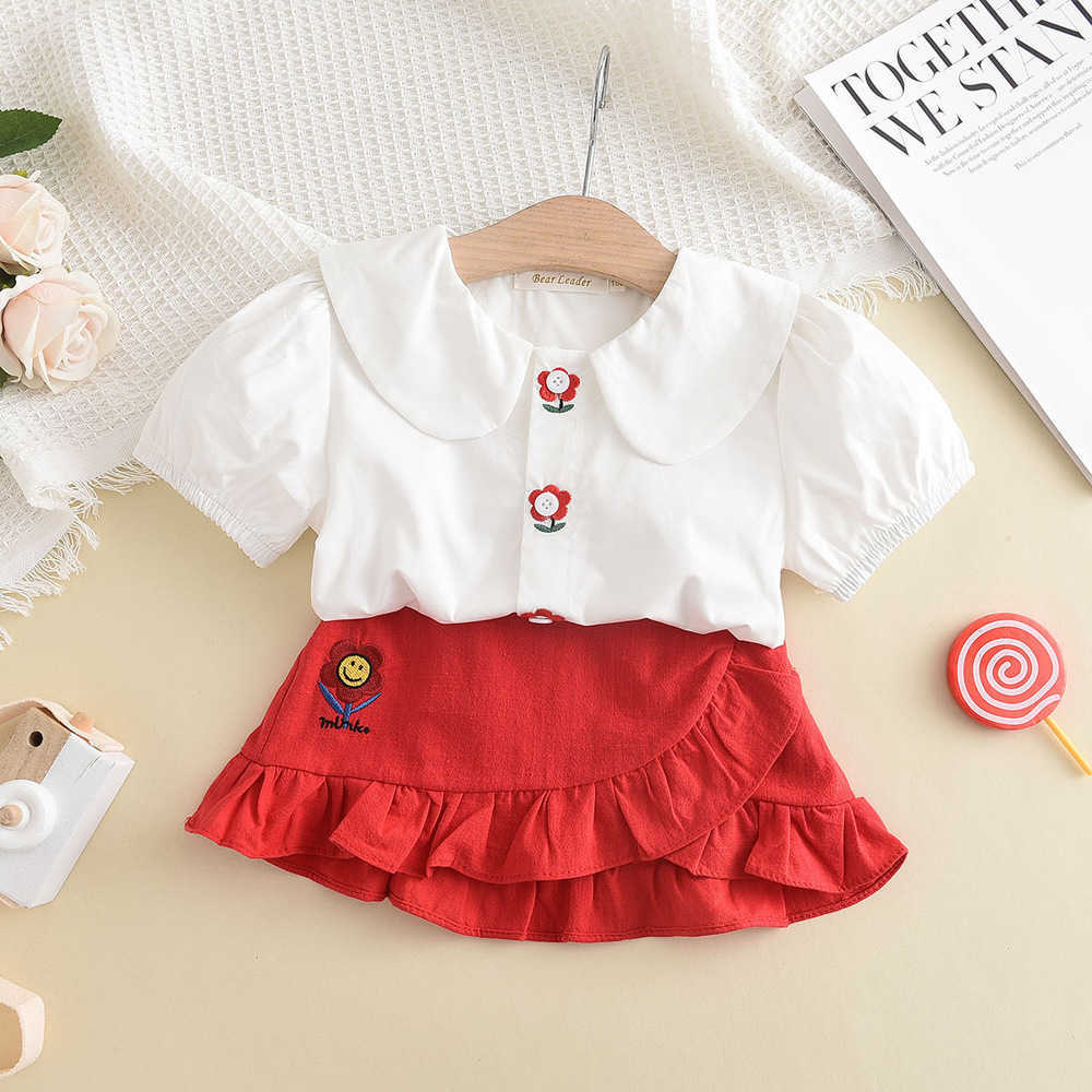 

LZH Girl Clothing Sets Summer New T Children Flowers TopShort Skirt pcs Suit Kids Clothes Girls Holiday Outfit, Green