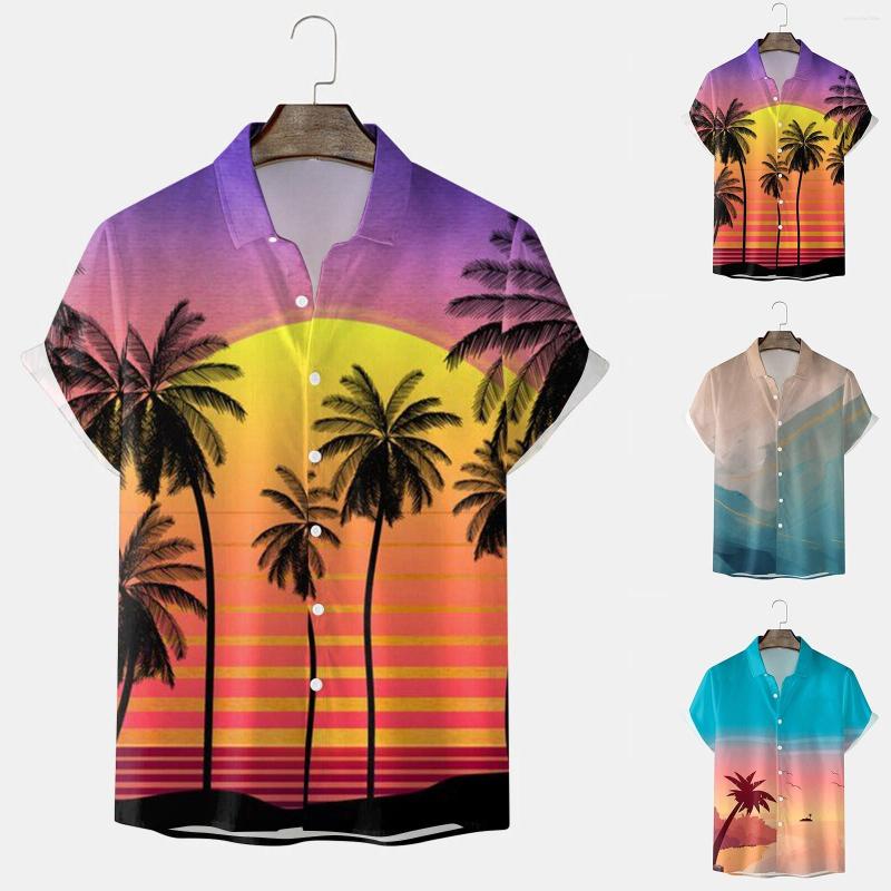 

Men's T Shirts Mens 3D Digital Printing Pocket Buckle Lapel Short Social Dress Shirt Handsome Men Print Camisa Button Cardigan Blouses, Blue