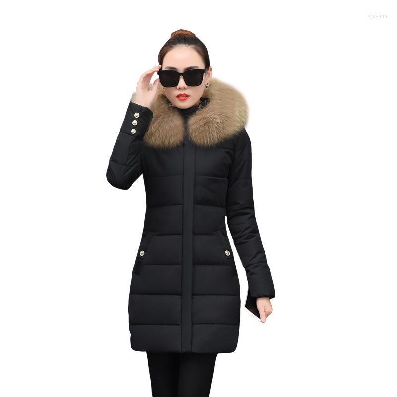 

Women's Trench Coats Women Cotton Padded Jacket 2023 Down Jackets Mid-length Slim Coat Warm Thickened Clothes Faux Fur Collar Abrigos Cjk, Red