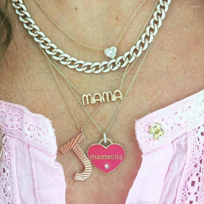 

Chains 2023 Gold Metal Color White Pink Blue Enamel Cuban Chain Necklace Women Hip Hop Jewelry Paved Cubic Zirconia Choker