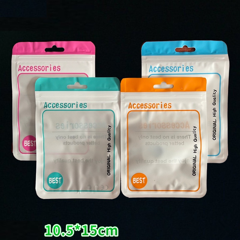 

Universal Android Mobile Phone Accessories Packaging Zipper Bag With Hang Hole For Iphone Earphone Data Cable Charger Adapter Package Bags 200PCS