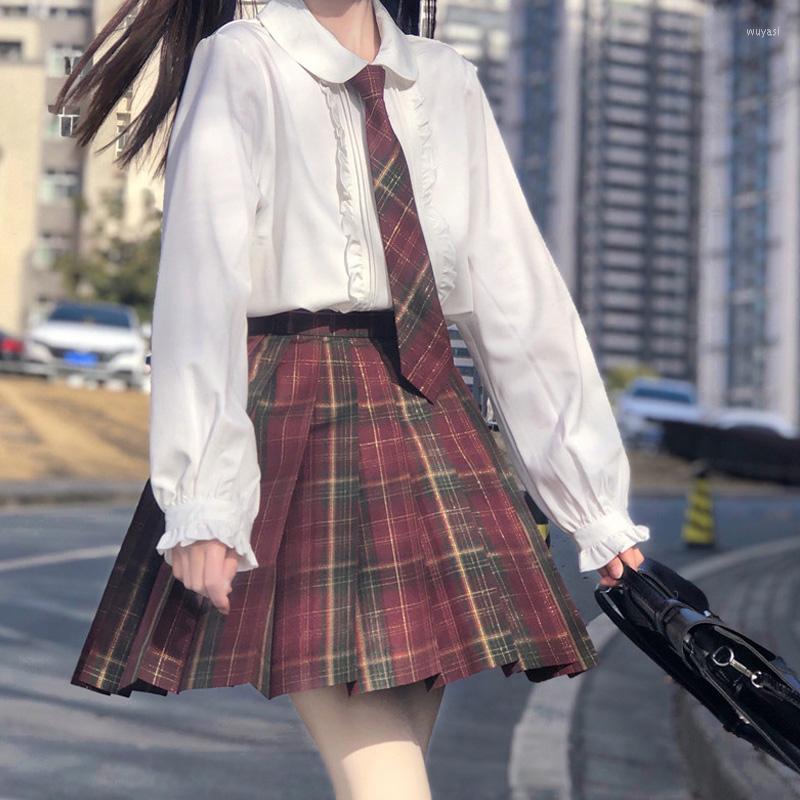 

Women' Blouses Japanese Girly White Blouse Women Fashion Ruffle Doll Collar Long Sleeve Shirt Spring Kawaii College Style All-Match Jk Tops