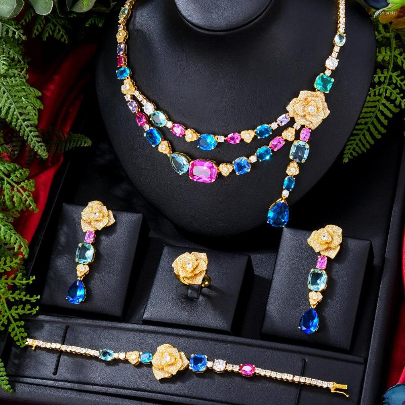 

Necklace Earrings Set Missvikki Original Romantic Bracelet Rings Luxury Blooming Flowers For Bridal Wedding Jewelry, Picture shown