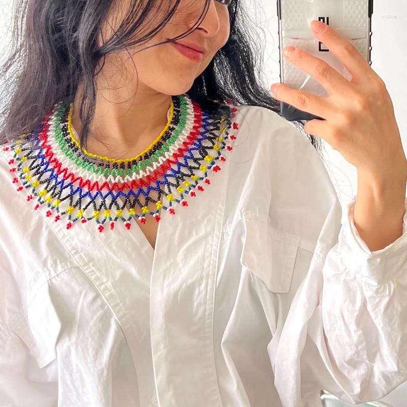 

Pendant Necklaces Stock Personalized Exaggerated Colorful African Ancient Ethnic Tribal Zulu Beaded Statement Jewelry
