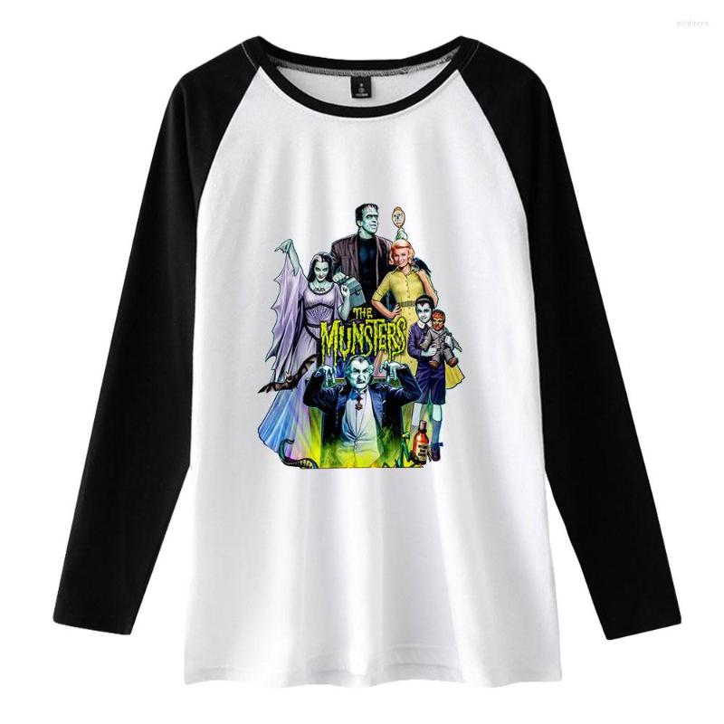 

Men's T Shirts The Munsters 2023 Film Crewneck LongSleeve Stitching Color Shirt Women Men T-shirt American Movie Funny Clothes, Picture shown