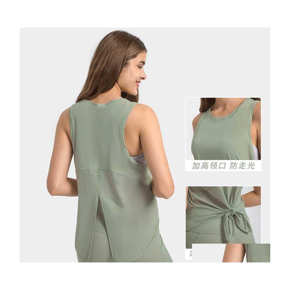 

Yoga Outfits Vest Tshirt Womens Tank Tops Split Bow Back Fitness Running Fashion Strap Shirt Fast Drying Breathable Loose Sleeveless Dhzf7, Light purple