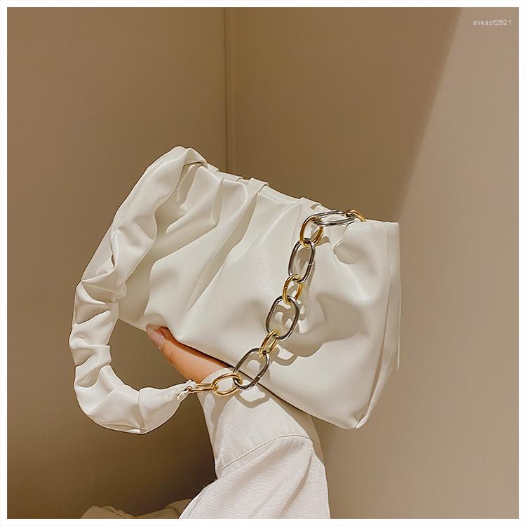 

Evening Bags Pleated PU Leather Crossbody Bag For Women Soft Fashion Solid Color Shoulder Handbags Travel Casual Ladies Tote, Black