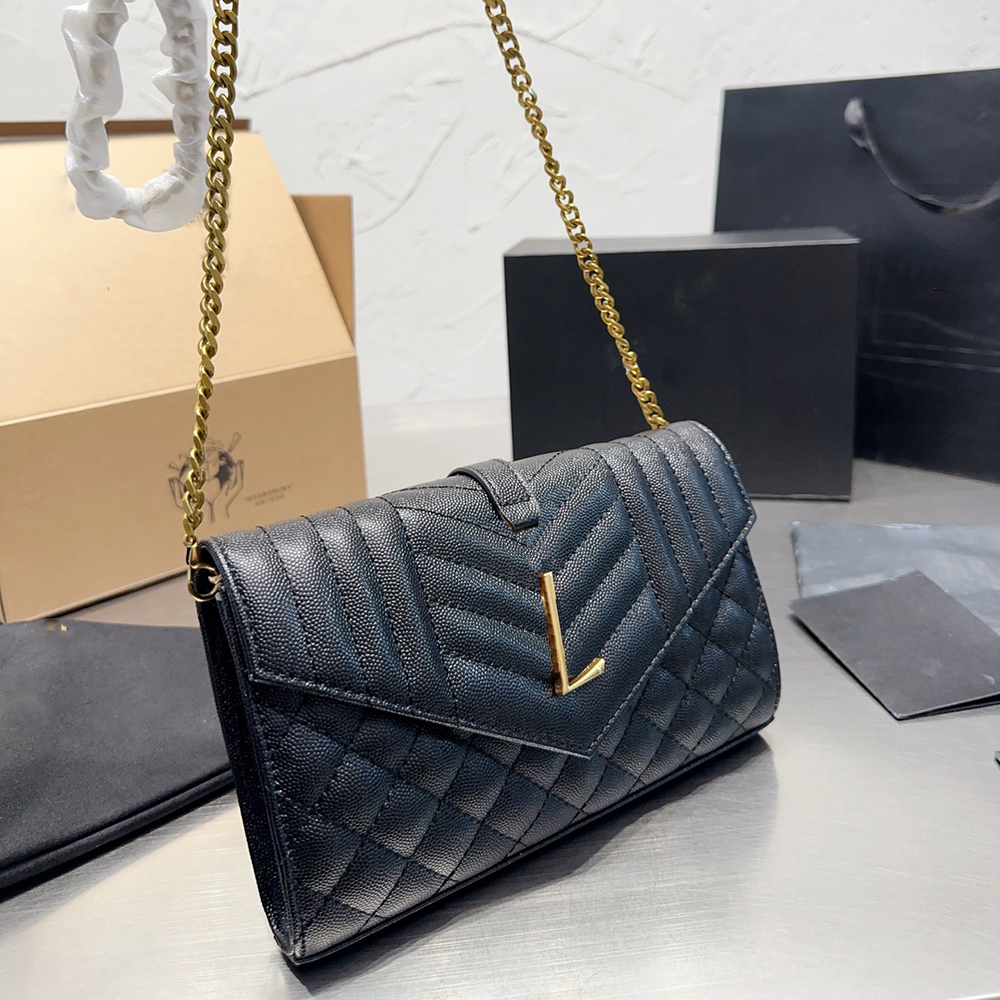 

Evening Bags ENVELOPE CHAIN WALLET Shoulder Bag luxury makeup bag Designer Bags Woman Metal Chain Handbag Genuine Leather Flip Cover Messenger Crossbody Purse