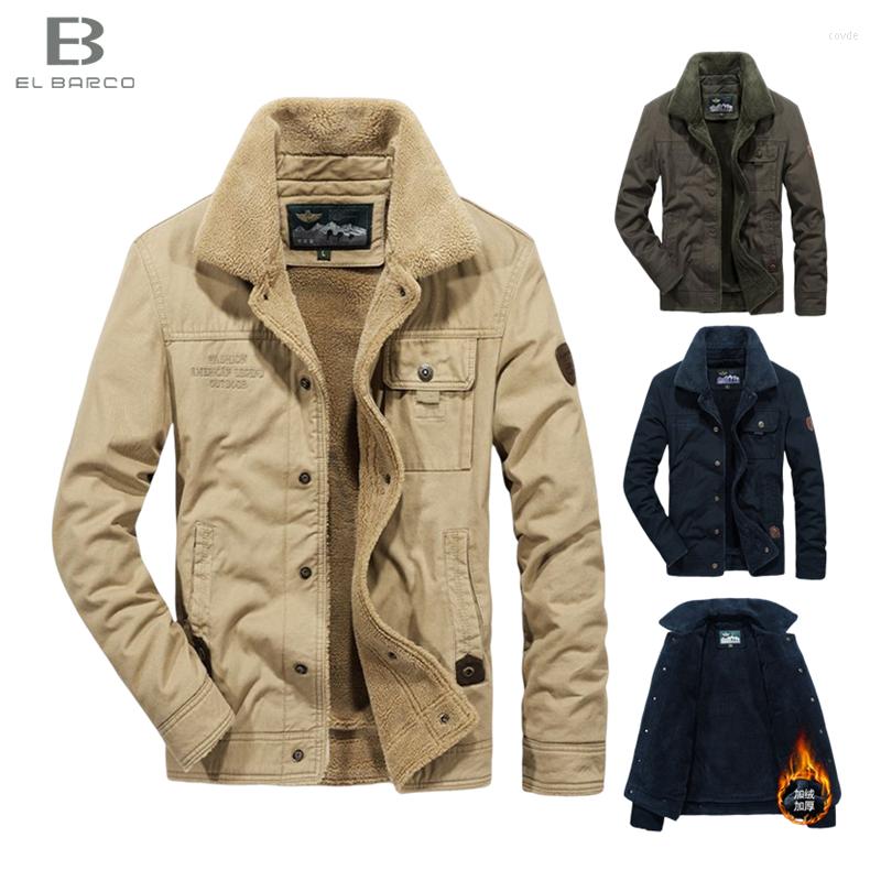 

Men's Jackets EL BARCO Winter Warm Fleece Navy Blue Windproof Military Army Green Men Heavy Coat