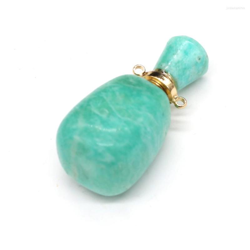 

Pendant Necklaces Natural Gems Stone Perfume Bottle Charms Essential Oil Diffuser Tianhe Amazonite Pendants For DIY Jewelry Making Gift