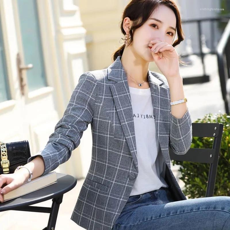 

Women' Suits 2023 Fashion Business Plaid Women Work Office Ladies Long Sleeve Casual Blazer Spring Autumn Jacket Female Outerwear, Pink