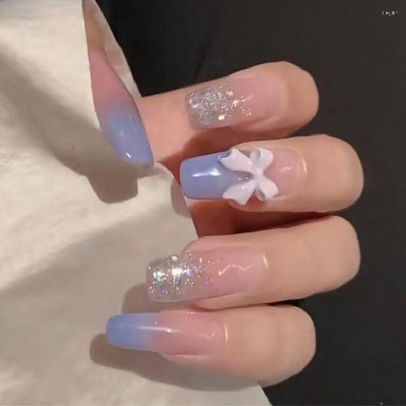 

False Nails 24pcs/Box Press On Artificial Full Cover Manicure Tool Nail Tips Fake Long Ballerina Wearable, 03