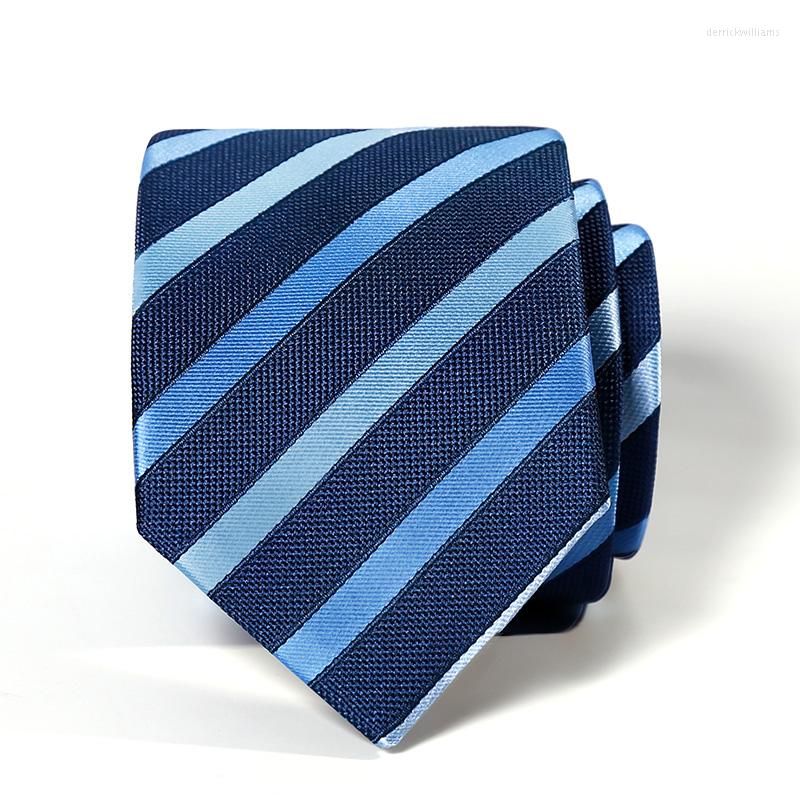 

Bow Ties High Quality 2023 Designers Brands Fashion Business Casual 7cm Slim For Men Striped Blue Necktie Work With Gift Box