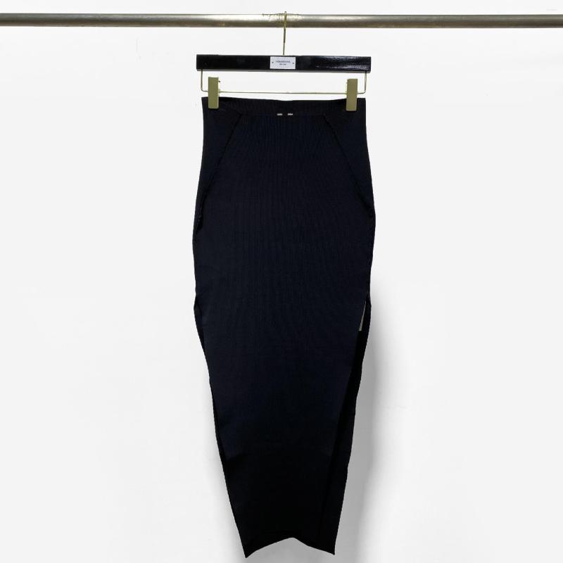 

Skirts 2023ss Rib Woolen Fabric Wrap Hip Women Sexy Dress Solid Owens Strength Slim Fit Skirt, Black