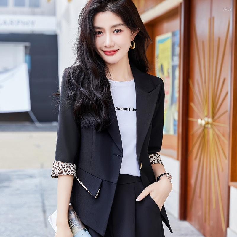 

Women' Suits 2023 Spring Summer Ladies Black Blazer Women Jackets Half Sleeve Office Work Uniform Business Female Clothes