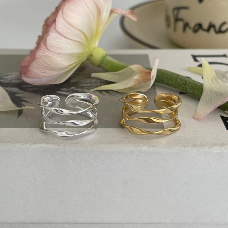 

Cluster Rings SHANICE S925 Sterling Silver Personality Line Cross Hollow Ring Jewelry Multilayer Party Gifts