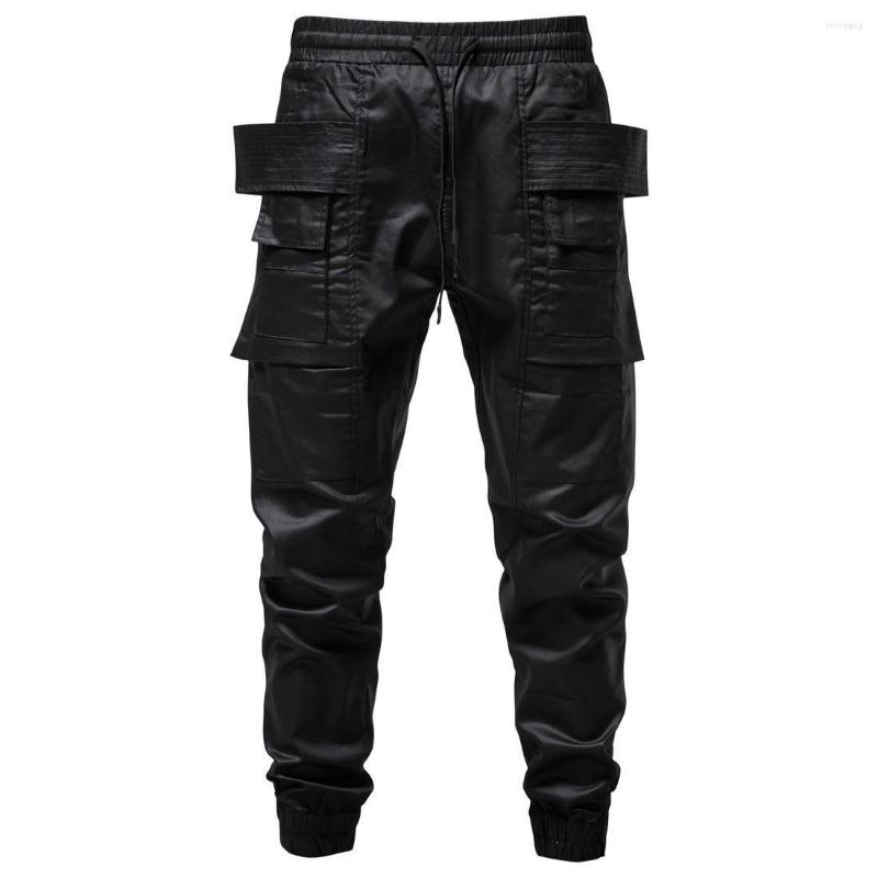 

Men' Pants 2023 Techwear Black Casual Cargo Mens Harajuku Drawstring Elastic Waist Streetwear Joggers