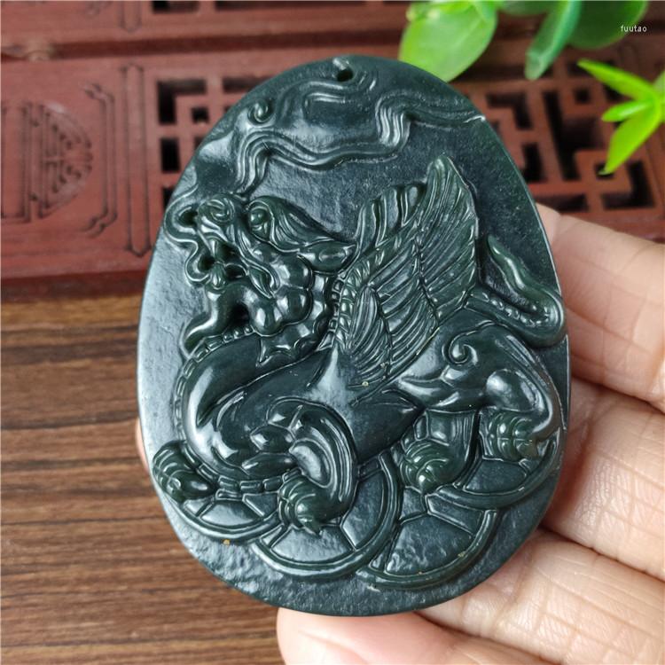 

Pendant Necklaces Charming Hetian Jade Kylin Dragon Men's