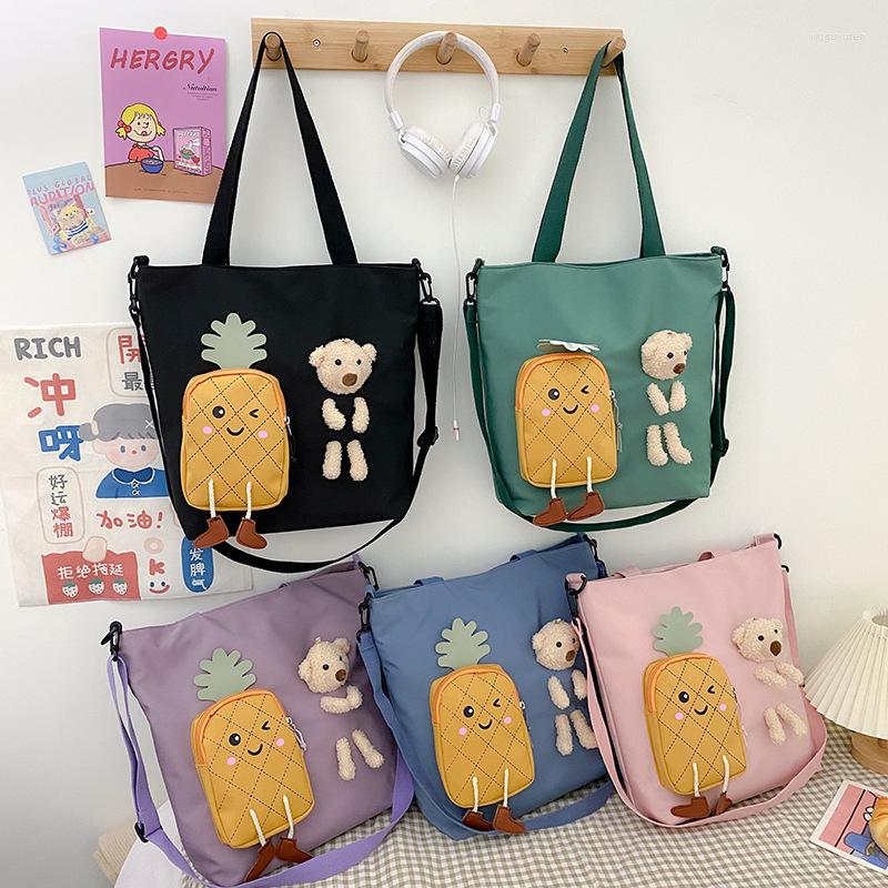 

Evening Bags MBTI Cartoon Tote For Women Luxury Lovely Casual Kawaii Handbag Cute Bear Large Capacity Shopping Student Book Shoulder Bag, Pink