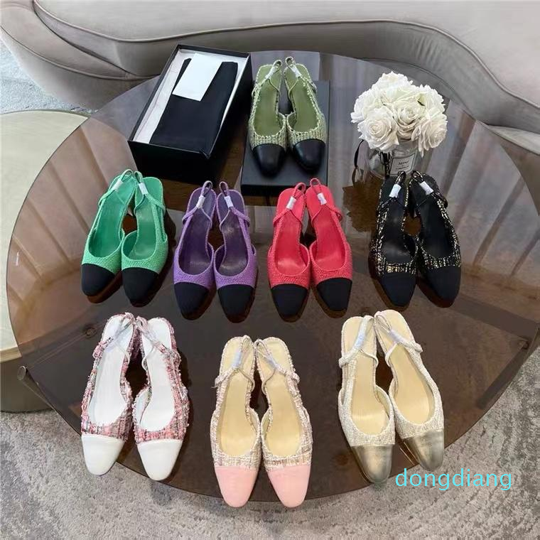 

Sandals Classic sandals High Quality Womens wedding dress shoes summer thick heels fashion round head slides 100% leather Platform, 21
