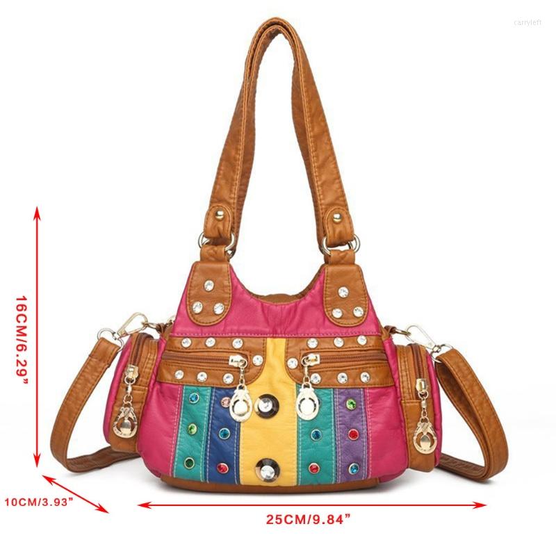 

Duffel Bags Contrast Stitching Messenger Bag Multi Pocket Shoulder For Daily Shopping Travel Soft PU Leather Large Capacity, Khaki