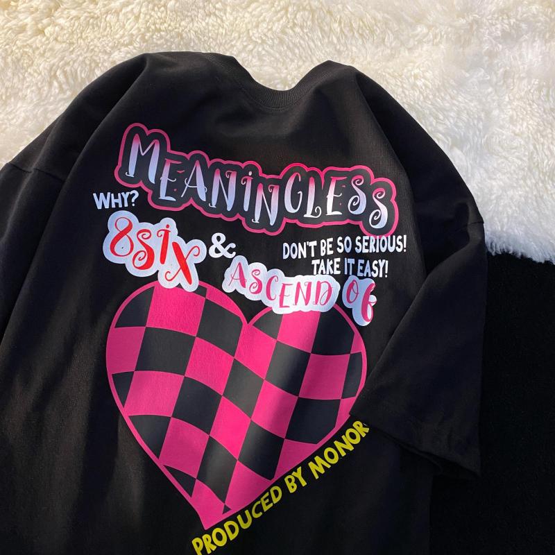 

Women' T Shirts 2023 Ins Retro Checkerboard Love Couples Cotton Women Summer Y2k Top Hip Hop Harajuku Goth Graphic Tee Oversized Teens, Sleeveless pure