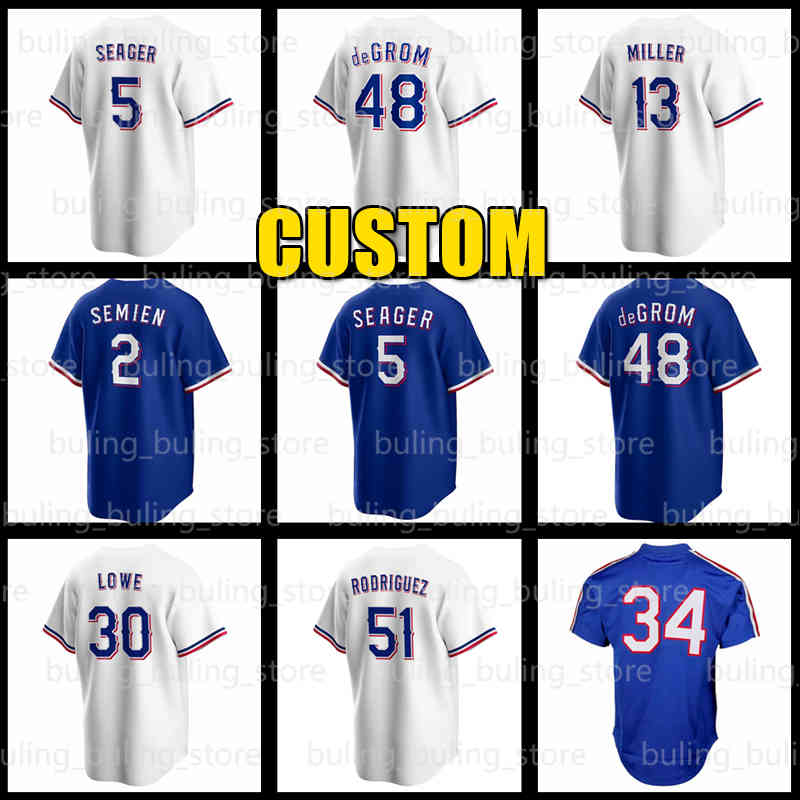 

Jacob deGrom Jersey Corey Seager Baseball Nolan Ryan Texas Nathaniel Lowe Nate Adolis Garcia Marcus Semien Rangers Brad Miller Yerry Rodriguez Mark Mathias Jon Gray, Men jersey(y q b)