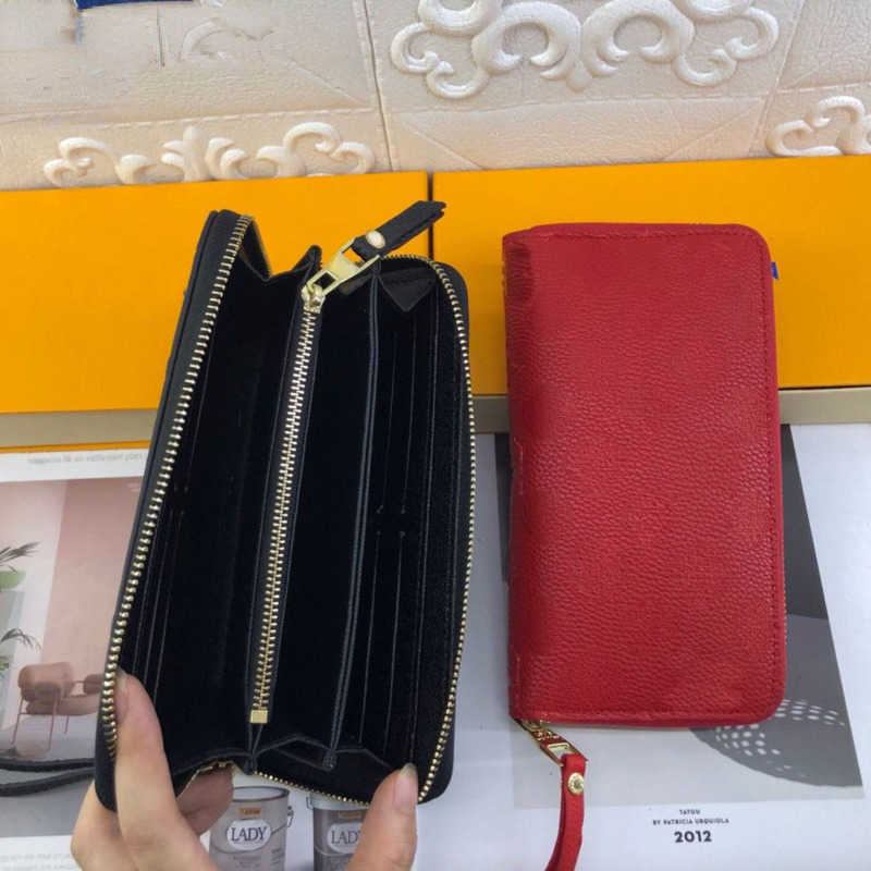

High version wallet Luxury square purse Designer men women clutch bag Fashion embossed wallets coin purse zipper pocket Card bags, Red