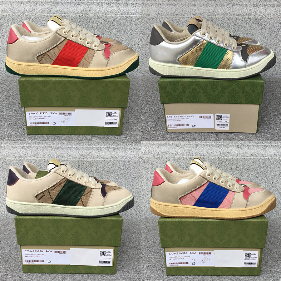 

Dirty Designer Casual Shoes Screener sneaker Women Men sneakers Vintage Classic Leather Web beige ebony green fuchsia blue vintage treated mens trainers size 35-45