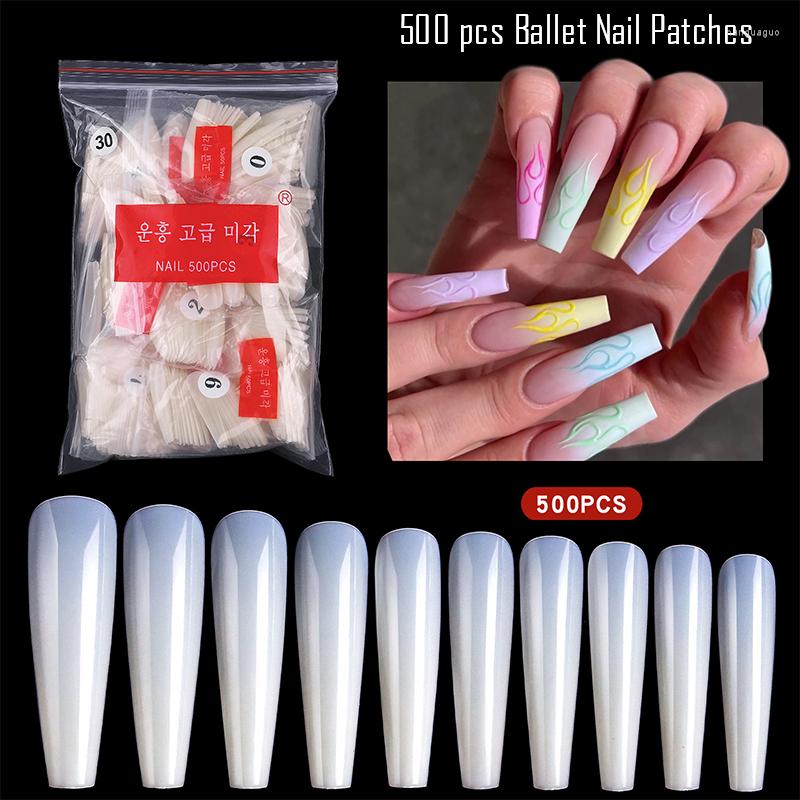 

False Nails 500Pcs White/Clear Full/Half Cover Acrylic Ballet Coffin French Long/Short Nail Tips Manicure Tool Press On, N1