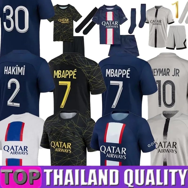 

S-4XL psGS Soccer Jerseys PLAYER 30 10 MBAPPE 7 soccer jersey HAKIMI SERGIO RAMOS 22 23 Maillots football shirt 2022 2023 DONNARUMMA men kids kit sets uniform enfants, 22 23 away aldult ucl
