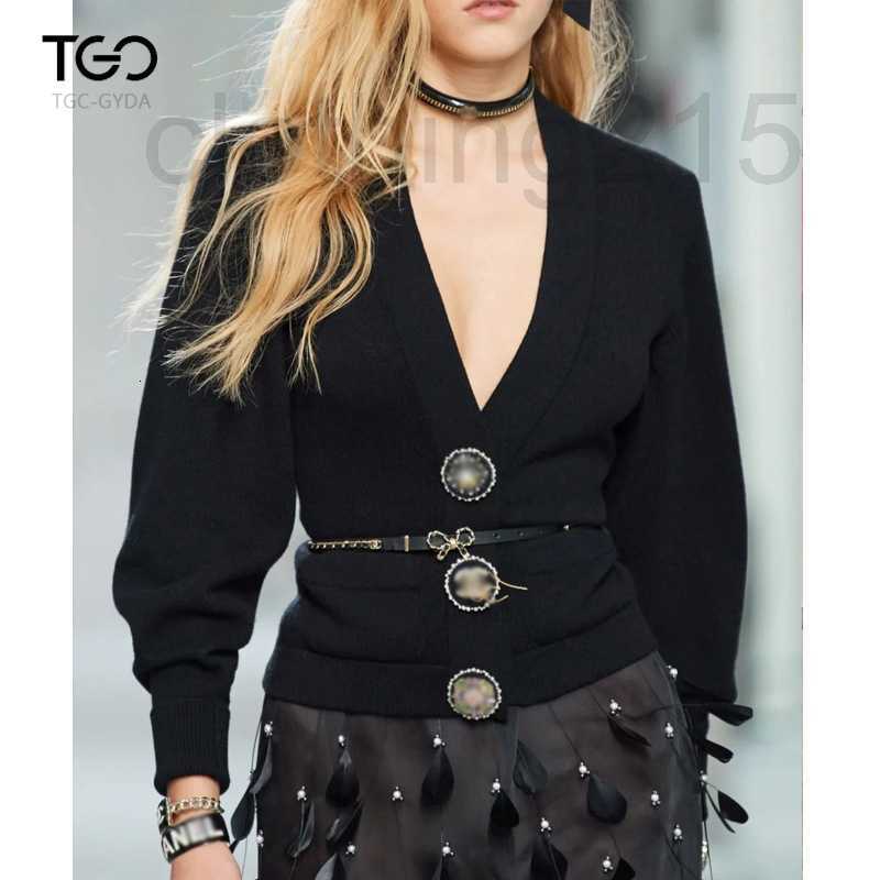 

Women' Knits & Tees Designer Small 2022 autumn and winter new knitted cardigan handcraft shop V-neck pearl tassel cashmere coat A5UU, White