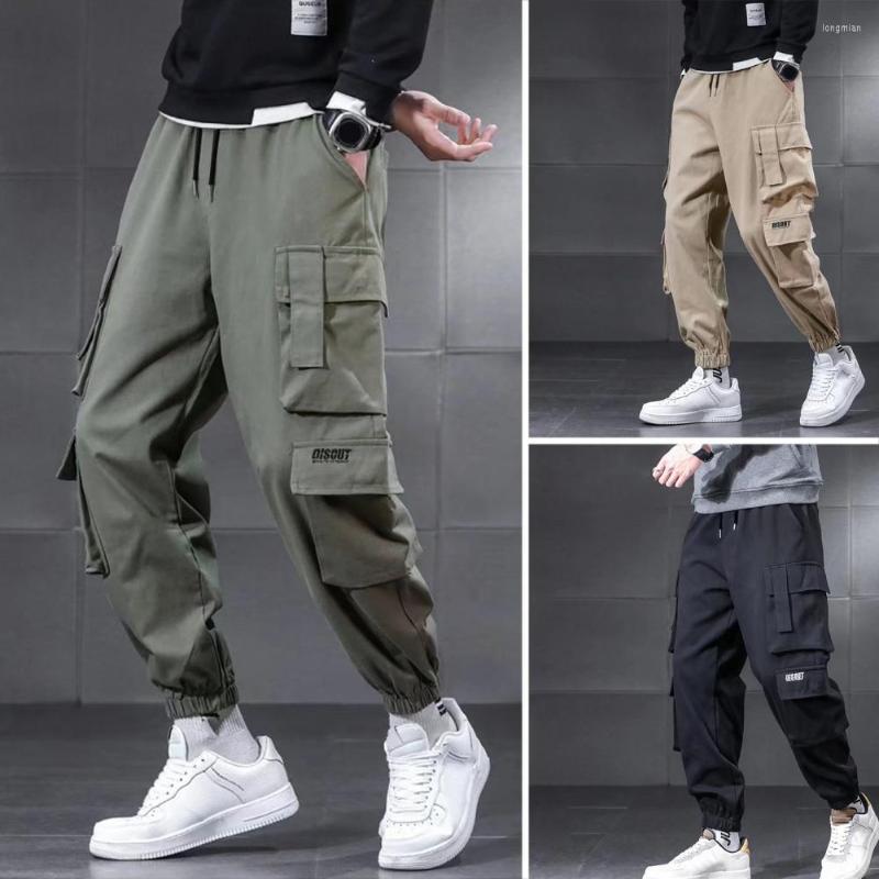 

Men's Pants Cargo Men Harem Pant Multi Pockets Shrinkable Cuffs Thickened Autumn Winter Drawstring Fleece Lined Sweatpants, Army green
