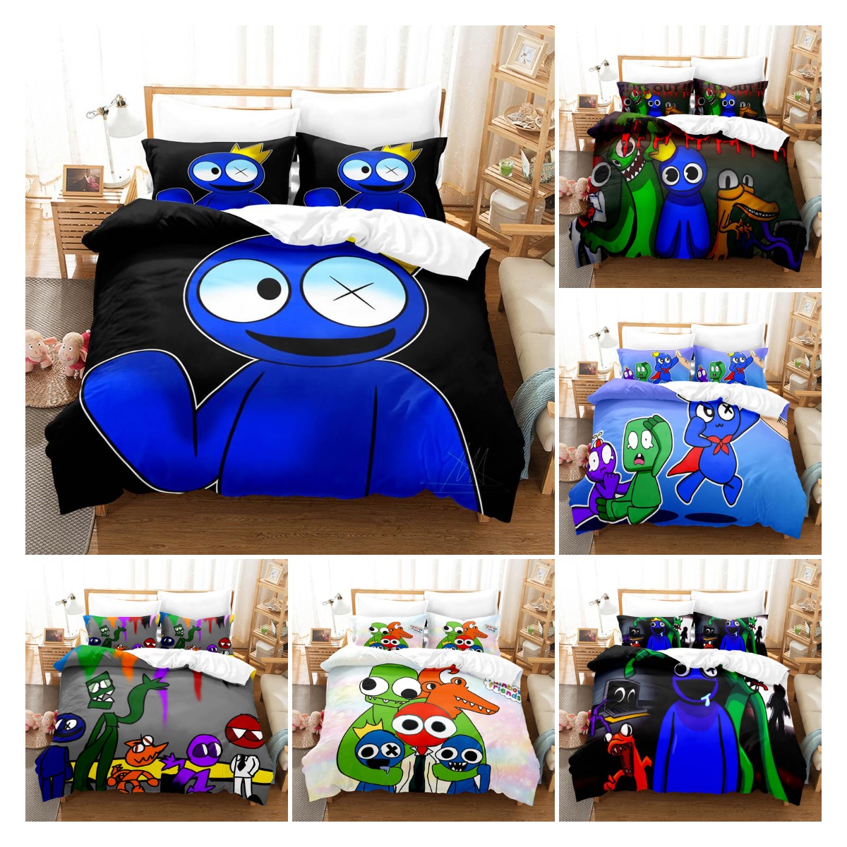 

3D Printing Bedding Sets Rainbow Friends Duvet Cover Set 3 PCS European and America Style Super Soft Quilt Cover with Pillowcase Pattern Customization Wholesale, Rainbow friends-25